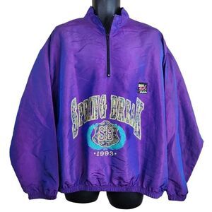 Vintage 90s Surf Style Purple Windbreaker Jacket Daytona Beach Spring Break OS